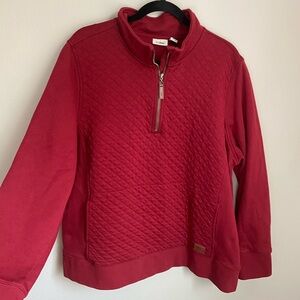 L.L. Bean Quilted Quarter Zip Red Pullover Sweatshirt 2X Heritage Holiday Cabin